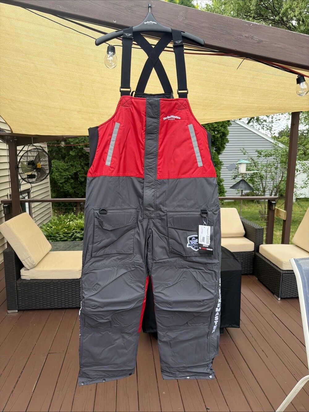 StrikeMaster Surface Ice Fishing Bibs Mens SOS Floatation 2XL Red/Gray NWT